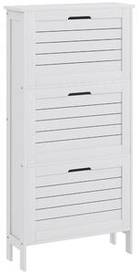 HOMCOM Narrow Shoe Cabinet with 3 Flip Drawers - White