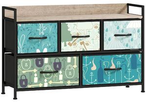 HOMCOM 5-Drawer Chest of Drawers - Blue