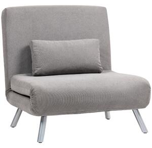 HOMCOM Single Velvet-Feel Chair Bed - Grey