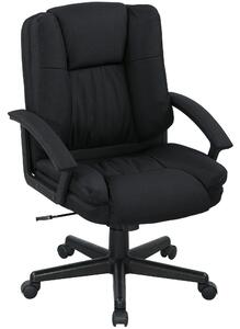 HOMCOM Linen-Look Padded Office Chair - Black