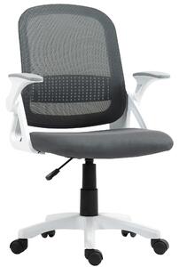 HOMCOM Breathable Mesh Office Chair, Ergonomic Swivel Computer Chair with Flip-up Armrests, Lumbar Back Support for Home/Office, Grey