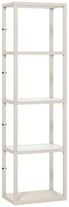 HOMCOM LED Floor Lamp with Glass Shelves, 4 Layers Dimmable Tall Standing Lamp, Modern Column Shelf Floor Light for Living Room, Bedroom, Office, Oak