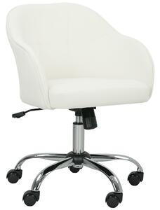HOMCOM Velvet-feel Swivel Office Chair - Cream