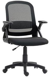 HOMCOM Breathable Mesh Office Chair, Ergonomic Swivel Computer Chair with Flip-up Armrests, Lumbar Back Support for Home/Office, Black