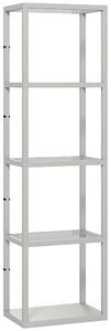 HOMCOM LED Floor Lamp with Glass Shelves, 4 Layers Dimmable Tall Standing Lamp, Modern Column Shelf Floor Light for Living Room, Bedroom, Office, Grey