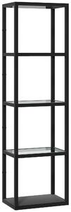 HOMCOM LED Floor Lamp with Glass Shelves, 4 Layers Dimmable Tall Standing Lamp, Modern Column Shelf Floor Light for Living Room, Bedroom, Office, Black