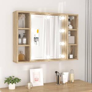 Mirror Cabinet with LED Sonoma Oak 76x15x55 cm
