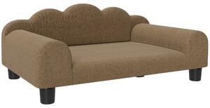 PawHut Elevated Dog Sofa Bed, Breathable Pet Sofa with Backrest and Armrest for Small Dogs, Brown