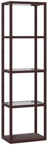 HOMCOM LED Floor Lamp with Glass Shelves, 4 Layers Dimmable Tall Standing Lamp, Modern Column Shelf Floor Light for Living Room, Bedroom, Office, Dark Brown