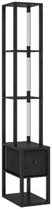 HOMCOM Floor Lamp with Shelves, LED Column Modern Standing Lamp with Fabric Drawer, Adjustable Brightness, Foot Switch for Living Room, Bedroom, Office, Black