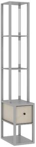 HOMCOM Floor Lamp with Shelves, LED Column Modern Standing Lamp with Fabric Drawer, Adjustable Brightness, Foot Switch for Living Room, Bedroom, Office, Grey