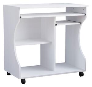 HOMCOM Multi-Storage Compact Work Desk, with Wheels - White