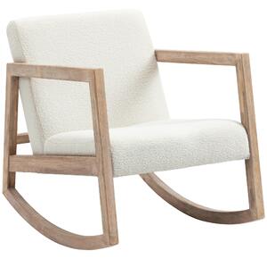 HOMCOM Rocking Chair, Upholstered Sofa Armchair with Cushion and Wood Base for Living Room and Bedroom, Cream White Aosom UK