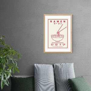 East End Prints Ramen (Red & White) Print Black and White