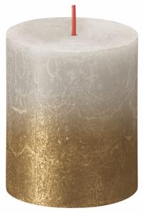 Bolsius Rustic Pillar Candles Sunset 4 pcs 80x68 mm Sandy Grey and Gold
