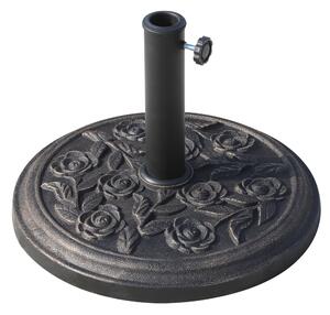 Outsunny 9kg Garden Parasol Base, Round Resin Sun Umbrella Base, Outdoor Umbrella Stand for 38mm or 48mm Outdoor Umbrella Poles, Bronze Tone