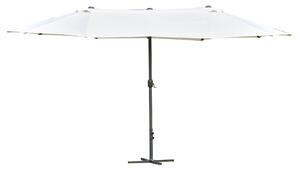 Outsunny 4.6m Garden Parasol Double-Sided Sun Umbrella Patio Market Shelter Canopy Shade Outdoor with Cross Base – Off White Aosom UK