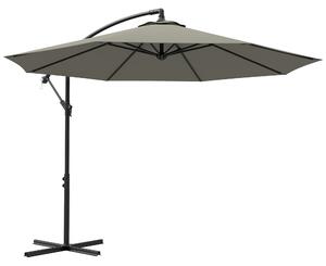 Outsunny 3m Overhanging Cantilever Parasol, with Cross Base - Light Grey