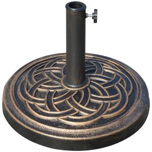 Outsunny Heavy Duty Parasol Base: 11.5kg Umbrella Stand Holder for 38mm or 48mm Poles - Bronze Tone Aosom UK