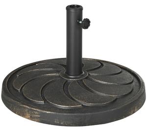 Outsunny 18kg Resin Garden Parasol Base, Round Outdoor Market Umbrella Stand Weight for Poles of Φ38mm to Φ48mm, Bronze Aosom UK