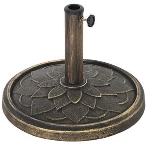 Outsunny 12kg Resin Garden Parasol Base, Heavy Duty Sun Umbrella Base for 32, 38, 48 mm Umbrella Poles for Deck Poolside, Bronze Tone