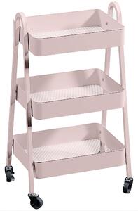 HOMCOM Three-Tier Storage Trolley - Pink