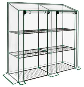 Outsunny 3 Tier 6 Wire Shelves Reinforced Mini Greenhouse, Clear