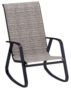Outsunny Garden Rocking Chair, Ergonomic Outdoor Rocking Chair with Armrests, High Backrest, Steel Frame Relaxing Rocker Armchair Seat for Patio, Balcony, Porch, Light Brown