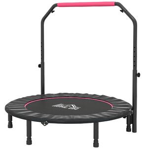 HOMCOM 48" Foldable Mini Fitness Trampoline, with Adjustable Foam Handle, Pink