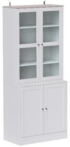 HOMCOM Double Storage Display Cabinet - White