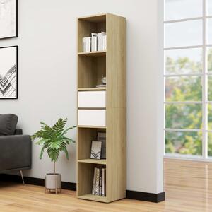 Book Cabinet White and Sonoma Oak 36x30x171 cm Engineered Wood