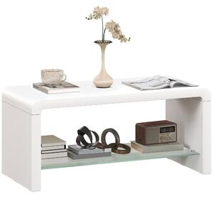 HOMCOM Curved Two-Tier Coffee Table - High Gloss White