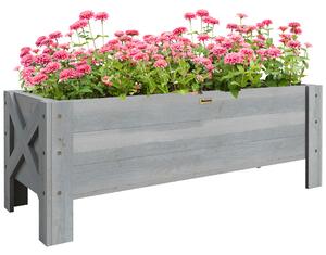 Outsunny 58L Garden Raised Bed Planter Grow Containers for Outdoor Patio Plant Flower Vegetable Pot Fir Wood, 100 x 36.5 x 36 cm, Grey