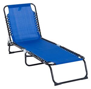 Outsunny Beach Sun Lounger, Folding Chaise Chair, Garden Recliner with 4 Position Adjustable Back, Camping and Hiking, Blue