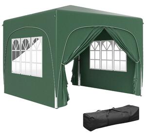 Outsunny 3 x 3m Pop-Up Gazebo Shelter, with Accessories - Dark Green