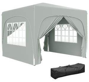 Outsunny 3 x 3m Pop-Up Gazebo Shelter, with Accessories - Light Grey