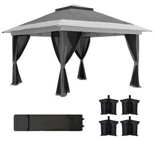 Outsunny 3.6 x 3.6m Pop-Up Gazebo, with Accessories - Grey