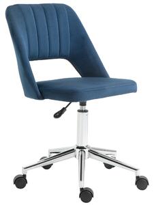 Vinsetto Armless Velvet-Feel Office Chair - Dark Blue