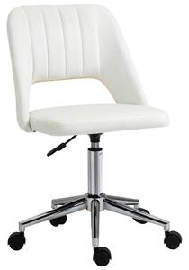 Vinsetto Armless Velvet-Feel Office Chair - Cream White