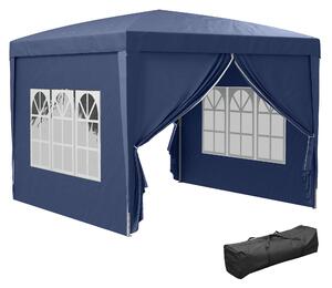 Outsunny 3 x 3m Pop Up Gazebo with Sides, Portable Water Resistant for Weddings, Camping & Outdoor Events, Blue Aosom UK