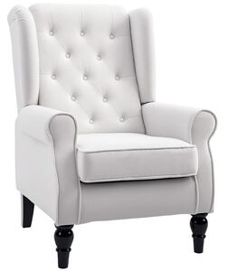 HOMCOM Wingback Accent Chair, Retro Button Tufted Upholstered Occasional Chair for Living Room, Bedroom, Cream White