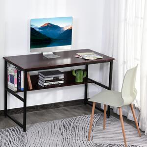 HOMCOM Computer Desk w/Storage Shelf Adjustable Feet Metal Frame Home Office Laptop Study Writing Workstation Table Brown