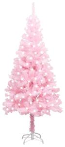 Artificial Pre-lit Christmas Tree with Stand Pink 120 cm PVC