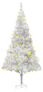 Artificial Pre-lit Christmas Tree with Stand Silver 180 cm PET