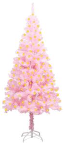Artificial Pre-lit Christmas Tree with Stand Pink 150 cm PVC