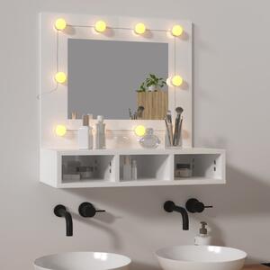 Mirror Cabinet with LED High Gloss White 60x31.5x62 cm