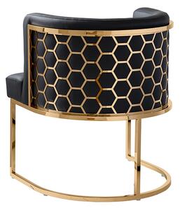 Alveare Dining Chair Brass – Black Faux Leather