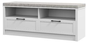 HOMCOM Entryway Shoe Bench with Cushion, Storage Bench with Padded Seat, Open Compartments, and Drawers for Hallway, Beige