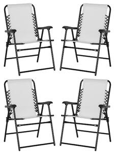 Outsunny Pieces Patio Folding Chair Set, Outdoor Portable Loungers for Camping Pool Beach Deck, Lawn Chairs with Armrest Steel Frame, Cream White