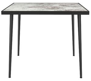 Outsunny Square Outdoor Dining Table, Grey, 4-Seater Garden Table with Marble Effect Tempered Glass Top and Steel Frame